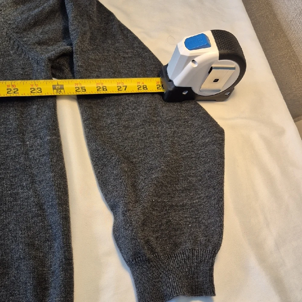 Roundtree & Yorke Gray Zip Up Long Dleeve Mens Sweater with Standing Collar - Picture 6 of 12